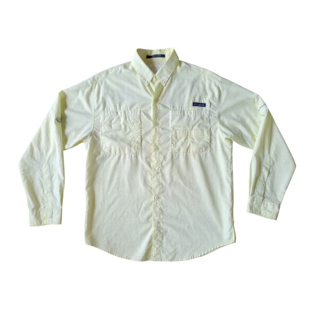 Columbia PFG Fishing Shirt SZ Large Long Sleeve Yellow Super Tamiami - Picture 1 of 6